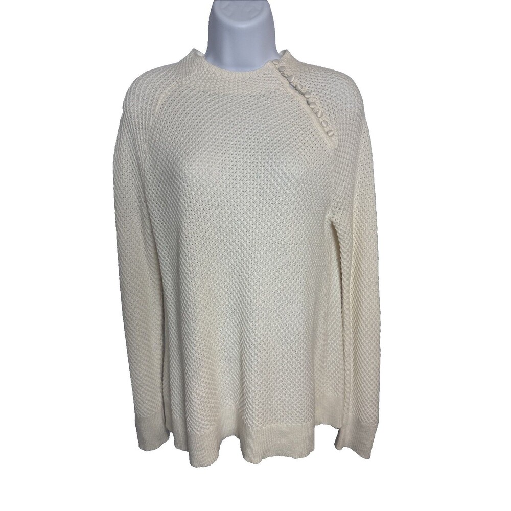 LOFT Womens Open-Knit Cream Small Sweater Lightweight‎ Feminine Classic